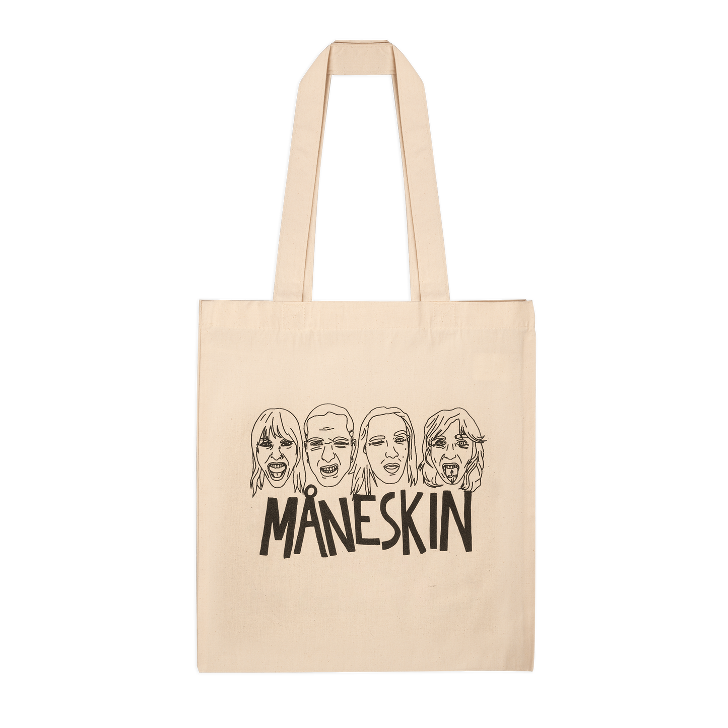 Måneskin Doodle Faces Natural Tote Bag